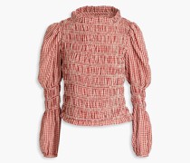 Antoon Oberteil aus Webstoff mit Gingham-Karo und Raffung