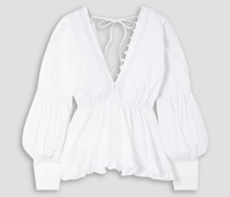 Norah Bluse aus Baumwollpopeline mit Häkelspitzenbesatz