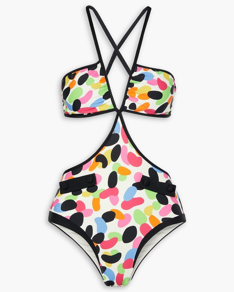 Pat Bo Damen Cindy Badeanzug mit Cut-outs und Polka-Dots