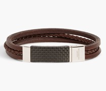 Arband aus geflochtene Leder, Sterlingsilber und Kohlenstofffaser