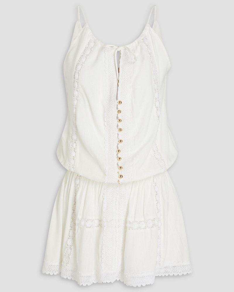 Melissa Odabash Damen Chelea Minikleid au Voile mit Häkelpitzenbeatz