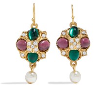 24 KT. vergoldete Ohrringe mit Perlen, Steinen und Kristallen