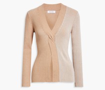 Zweifarbiger Pullover au einer gerippten Baumwollmichung mit Twit-Detail