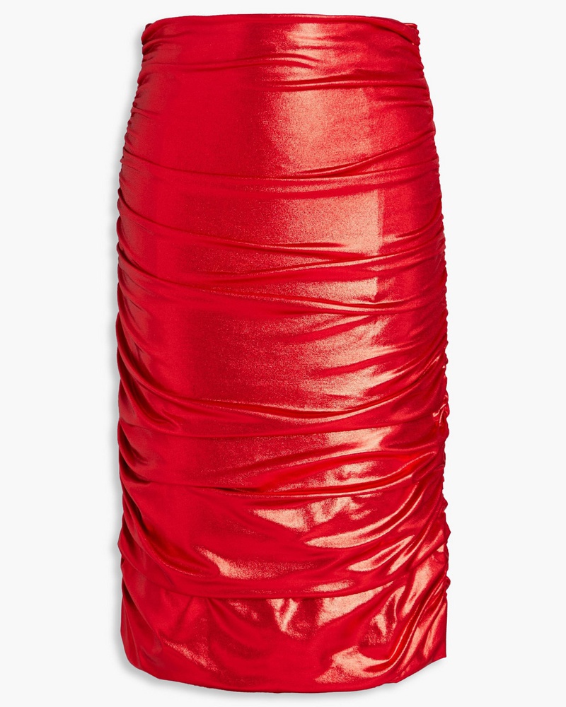 Dolce & Gabbana Damen Geraffter Minirock aus Stretch-Lamé