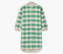 Long Plaid karierte Jacke aus gebürstetem Filz