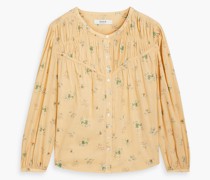 Bluse aus Baumwolle mit floralem Print und Raffung