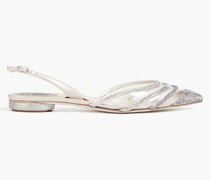 Vivienne flache Slingback-Schuhe mit spitzer Kappe aus Satin mit Verzierung