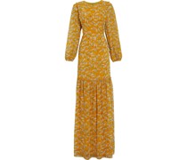 Gerafftes Maxikleid aus Chiffon mit Print