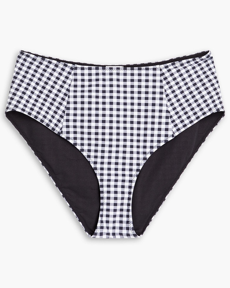 Ganni Damen Halbhohes Bikini-Höschen mit Gingham-Karo