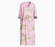Cherry Blossom gerafftes Wickelkleid aus Baumwolle mit Print/XS