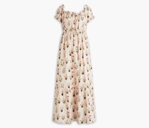 Fern gerafftes Maxikleid aus Baumwolle mit Blumenprint