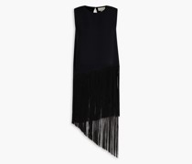 Billie asymmetric fringed twill top