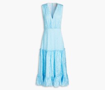 Devon-B gestuftes Midikleid aus einer Devoré-Seidenmischung
