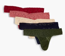 Set aus fünf Strings aus elastischer Spitze mit niedriger Taille