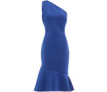 ausgestelltes Kleid aus Scuba mit Asymmetrischer Schulterpartie