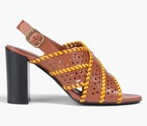 Slingback-Sandalen aus lasergeschnittenem Leder