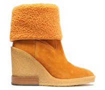 Ankle Boots aus Shearling mit Keilabsatz
