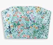 Alice OliviaCeresi trägerloses Cropped Oberteil aus Satin mit floralem Print