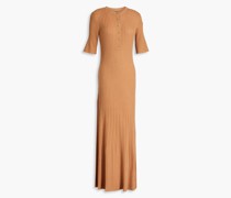 Erdan geripptes Maxikleid aus einer Woll-Kaschmirmischung