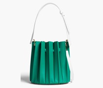 Zweifarbige Beuteltasche aus plissiertem Leder