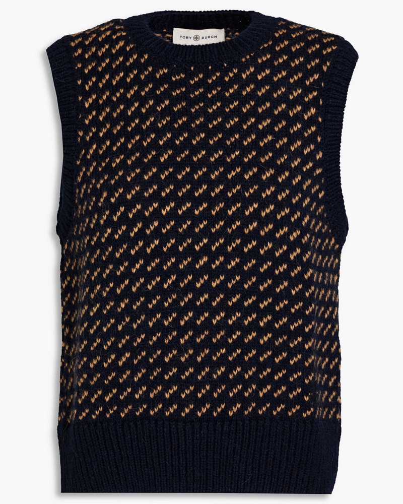 Tory Burch Damen Weste aus Jacquard-Strick aus einer Wollmischung