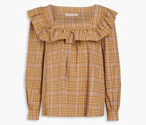 Phyllis Oberteil aus Baumwolle mit Gingham-Karo und Rüschen