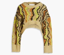 Cropped Pullover aus Jacquard-Strick