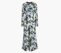 Maxikleid aus Crêpe de Chine aus Seide mit floralem Print und Falten