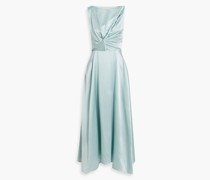 Brida Midikleid aus Seidensatin mit Cut-outs und Twist-Detail