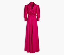 Robe aus Faille mit Wickeleffekt und Falten