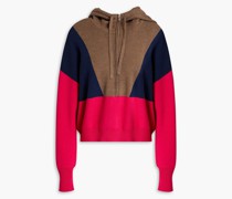 Hoodie aus einer Baumwollmischung inColour-Block-Optik mit halblangem Reißverschluss
