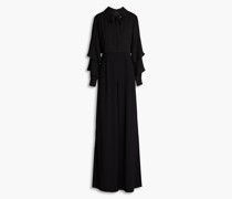 Gestufter Jumpsuit mit weitem Bein aus Crêpe mit Schluppe