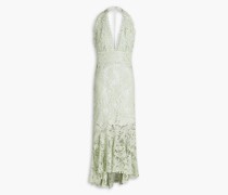 Asymmetrisches Neckholder-Midikleid aus Guipure-Spitze aus Baumwolle