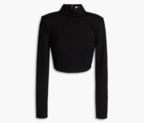 Leysa Cropped Rollkragenoberteil aus Jersey mit Cut-outs