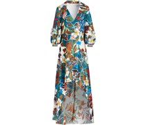Asymmetrisches Kleid aus Baumwollpopeline mit floralem Print