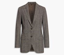 Blazer aus Tweed aus einer Woll-Baumwollmischung mit Glencheck-Muster