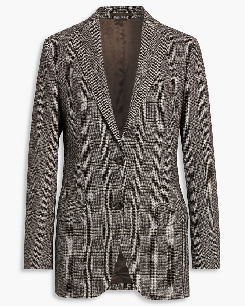 Officine Generale Damen Blazer aus Tweed aus einer Woll-Baumwollmischung mit Glencheck-Muster