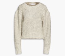 Melierter Pullover aus gebürstetem Rippstrick