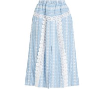 Javiana Midirock aus Baumwoll-Jacquard mit Spitzenbesatz