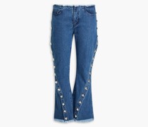 Halbhohe Kick-flare-Jeans mit Fransen und Nieten