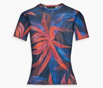 T-Shirt aus Stretch-Mesh mit floralem Print