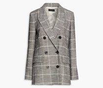 Doppelreihiger Blazer aus gebürstetem Webstoff mit Hahnentrittmuster