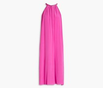 Ora gerafftes Kleid aus Crêpe de Chine aus Seide