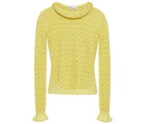 REDValentinoStrickpullover inHäkeloptik mit Metallic-Effekt und Rüschenbesatz
