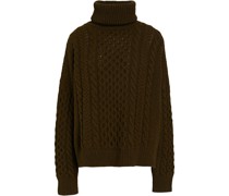 Oversized-Rollkragenpullover aus Wolle mit Zopfstrickmuster
