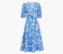 Elektra Wickelkleid aus Baumwoll-Jacquard mit floralem Print