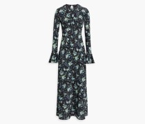 Maxikleid aus Crêpe de Chine aus Seide mit Rückenausschnitt und Blumenprint