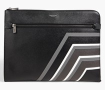 Laptoptasche aus strukturiertem Leder inColour-Block-Optik