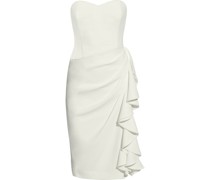 Trägerloses Kleid aus Stretch-Crêpe mit Rüschen und Drapierung