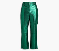 Selma Kick-flare-Hose aus Metallic-Leder